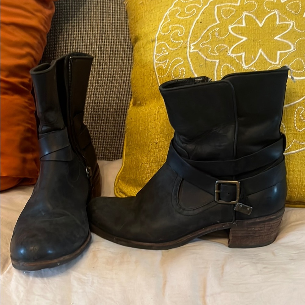 UGG Black Ankle Booties with Buckle Detail